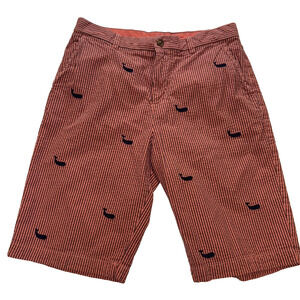 346 Brooks Brothers Shorts Young Mens size 18 Red/Blue Cotton/Seersucker/Whales